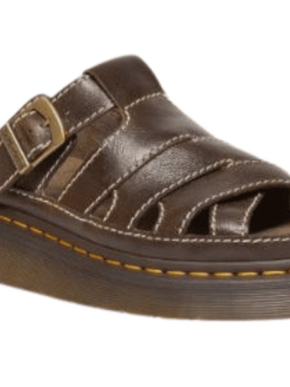 Dr. Martens Maxxy Slide Men's Size 10 Brown Leather Platform Buckle Sandals